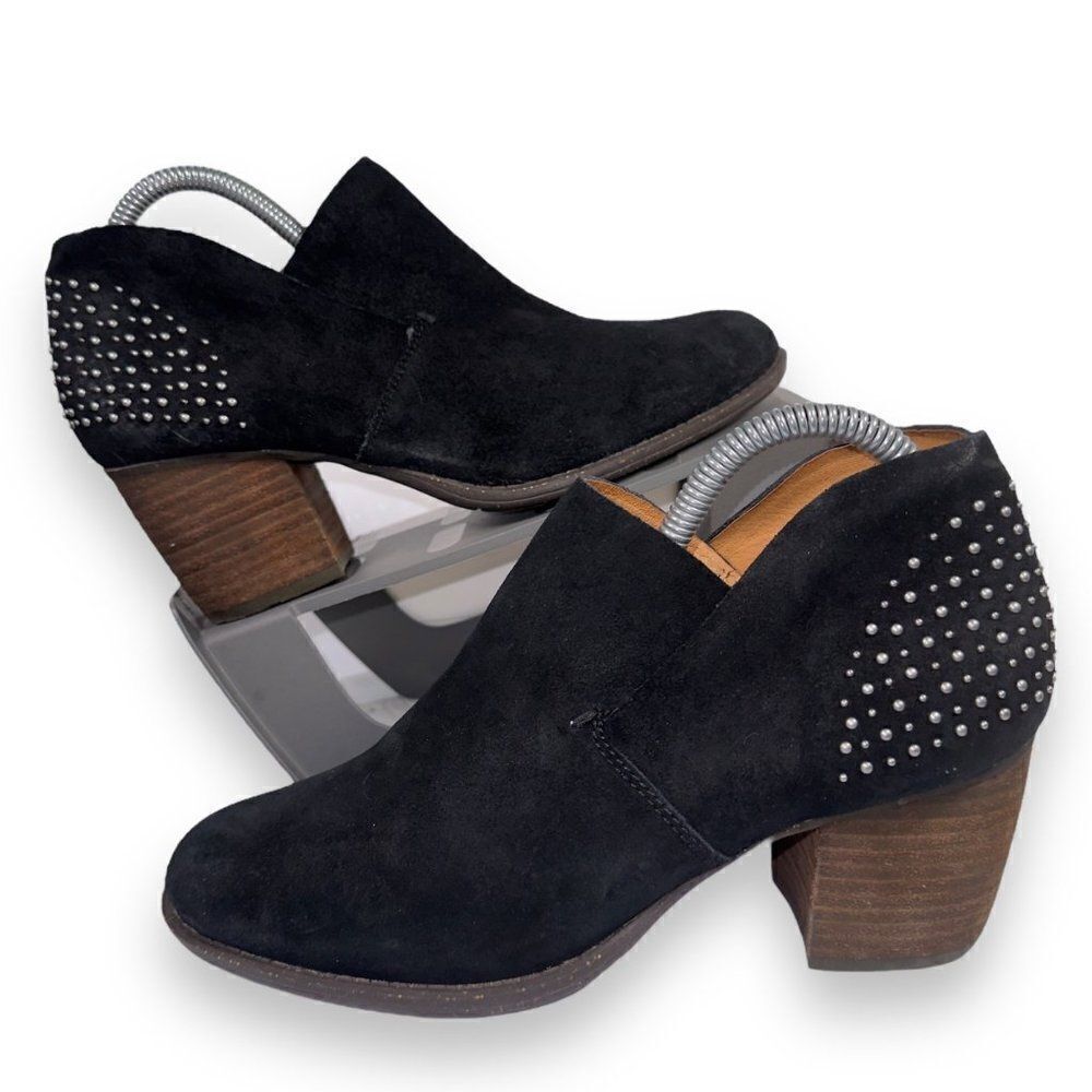 Naya Valerie Studded Suede Ankle Booties Black / Silver Studs Women's 8M‎